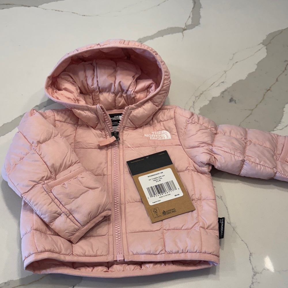 The North Face Girls Light Pink Quilted Jacket 0-3 Months